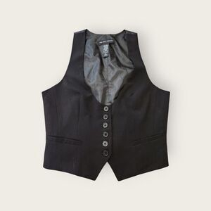 Vintage Y2k New York and Company black cropped button up waistcoat vest